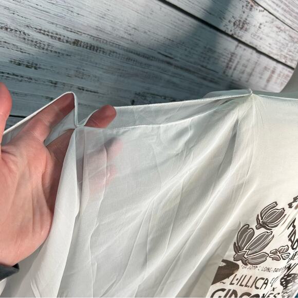 Y2K Forever 21 Cold Shoulder Open Sleeve Chiffon Crop Top Medium Artsy Collage - Picture 10 of 10